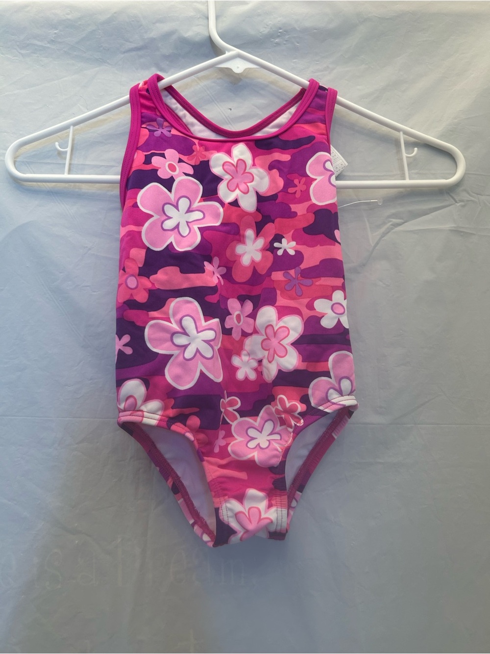 Speedo Girls Pink/White/Purple Floral One-Piece Swimsuit Sz 4 NWWT